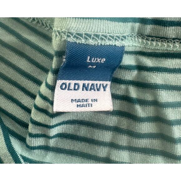 Old Navy Luxe Medium Green Stripe Sleeveless Tank Top Rayon Spandex - Picture 3 of 7